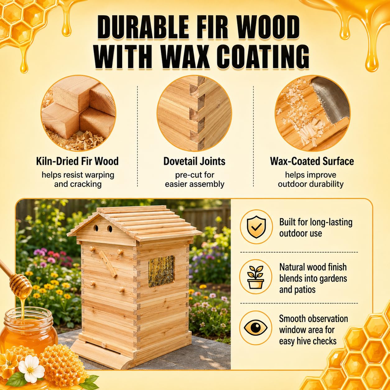 Caja de madera para colmena de - Beehive Frame Wax reseña y precio
